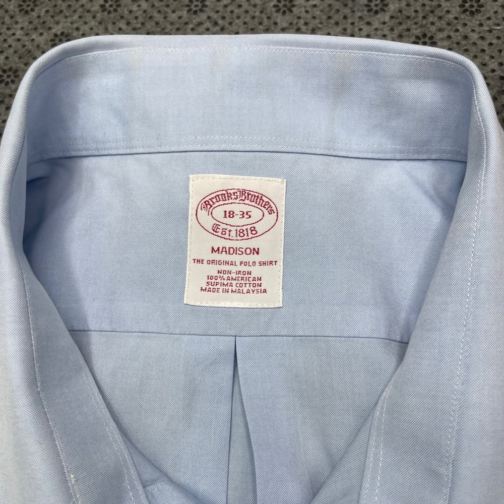 Brooks Brothers Madison Light Blue Supima Cotton‎ Non-Iron Shirt 18-35 Mens - Picture 3 of 7